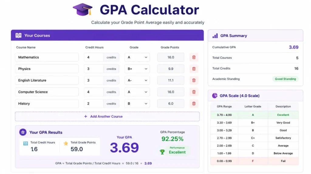 GPA CALCULATOR 1 GPA Calculator 1